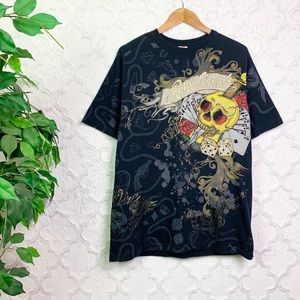Ecko Rhinestone Skull Black Graphic Tee Shirt